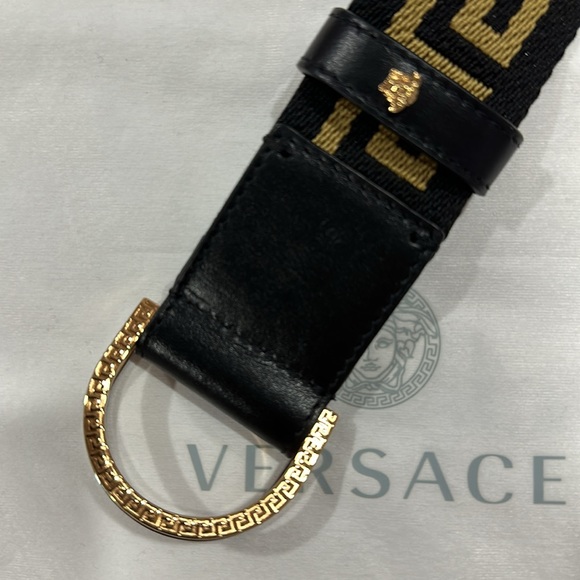 Versace fabric belt with Greca design and leather trim - Picture 4 of 5